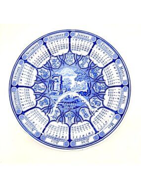 Spode Blue Room Calendar Plate 1996 Blue Italian 1st Edition 10.5" Hand-Engraved